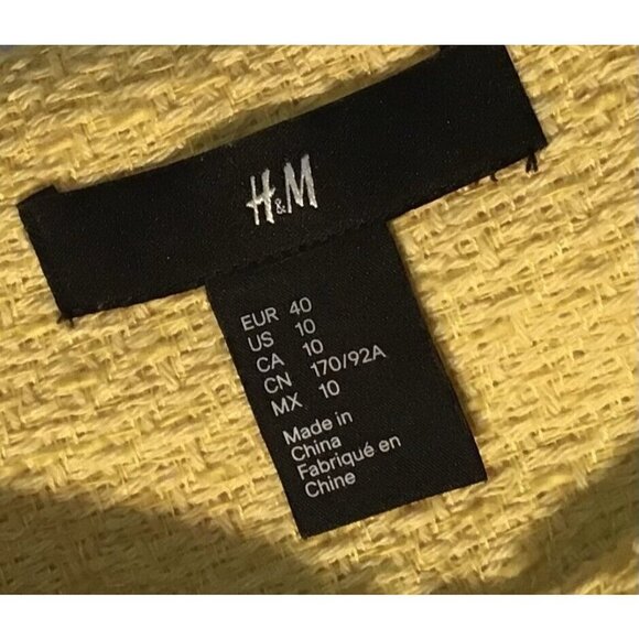 H&M. Size 10‎ Yellow Short Jacket Zippered Front Double Breasted Pockets Vintage - Picture 3 of 5